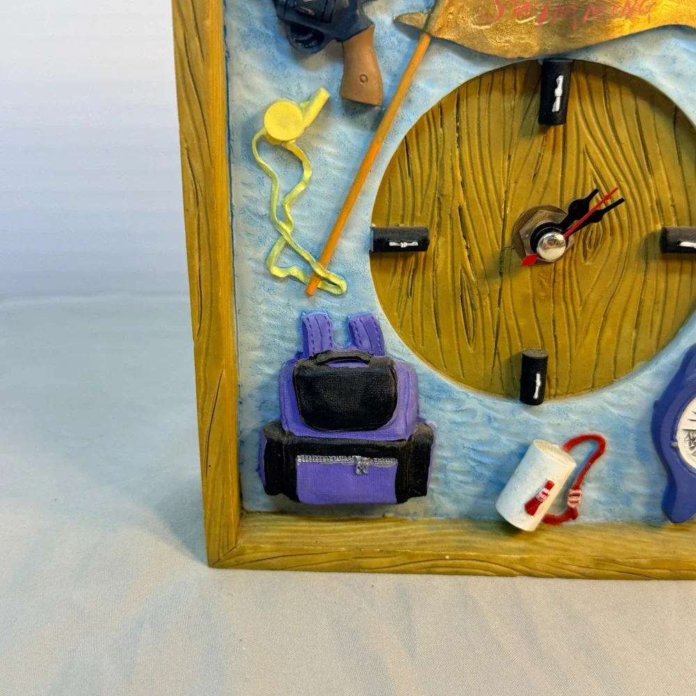 Vintage Swimming Theme 3D Resin Shadow Box Desk Clock Swim Coach Gift Decor